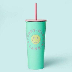 Stoney Clover Lane Target Stainless Steel Tumbler Cup New Green Pink Smiley Face